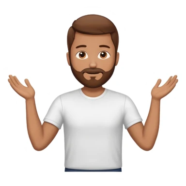 A man with brown hair and beard with his arms out horizontally straight waiting for a hug sticker