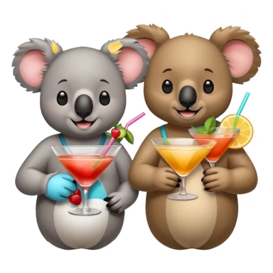 Koala and bear drinking cocktails sticker