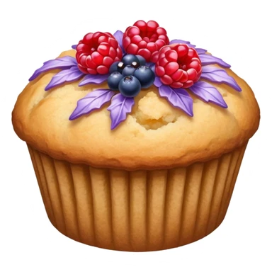 Lavender sprig muffin with berries and crystallized sugar sticker
