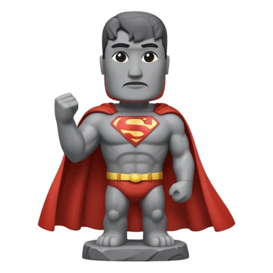 a moai emoji with a superman cape with the original face or the moai emoji with a super man saving people vibe like the superman there is some man waiting in the sky meme but the moai sticker