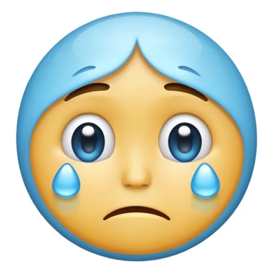 sad crying emoji, expressive face, single tear sticker