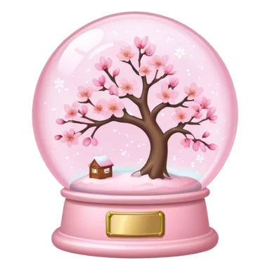 Pastel pink snow globe，Cherry blossom sticker