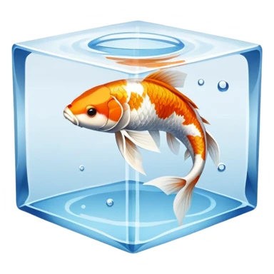 Cube water, one koi fish sticker