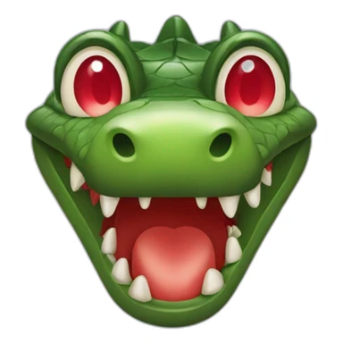 crocodile with red eyes shaped as a heart sticker