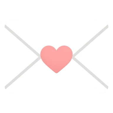 white envelope with a heart seal in the center, flat color icon style sticker