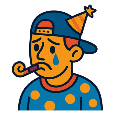 sad party guy with a snapback hat sticker