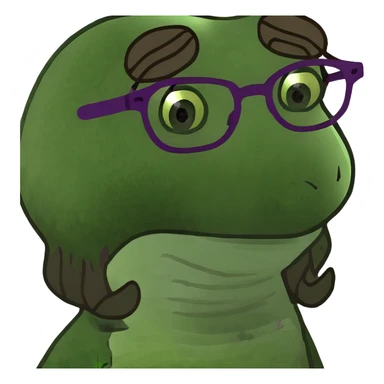 Girl with brown hair, brown eyes, wavy hair, middle part, purple glasses, girl,  sticker