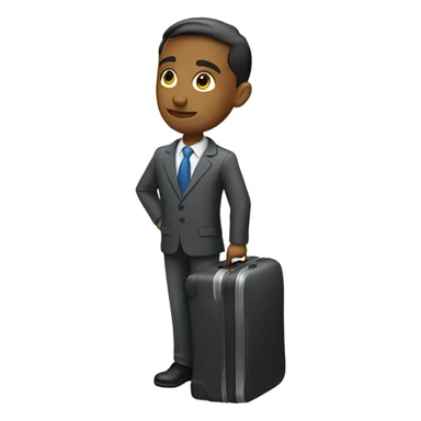 office worker with a luggage sticker