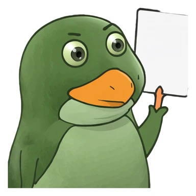 penguin holding a sign meme style sticker