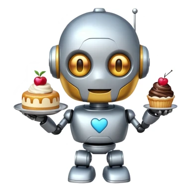The cute robot and dessert, 3d emoji sticker