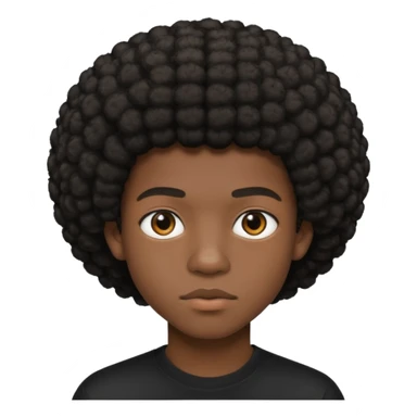 Une homme de 17 ans il a la peau noir foncé , des lèvres pulpeuses et un regard nonchalant. Il a un petit afro taper sticker