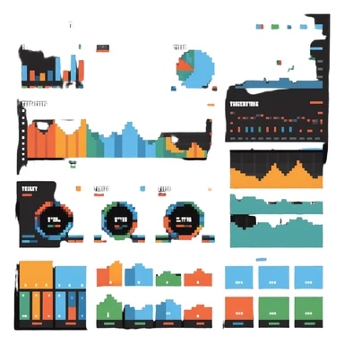 Dashboard paper design with charts, boxes, and planning sections sticker