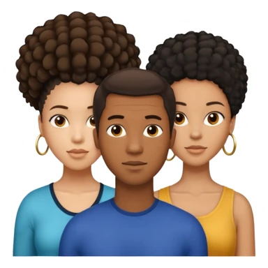 biracial half white half black American man with short brown hairwith two black african women both are African one is light skin black and one is medium tone black with african hair styles sticker