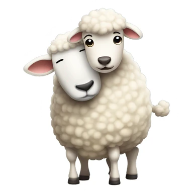 sheep hugging a cow sticker