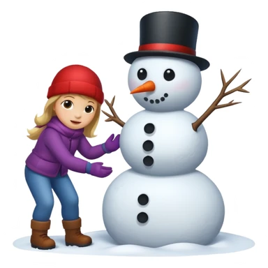 Kids building a snowman sticker