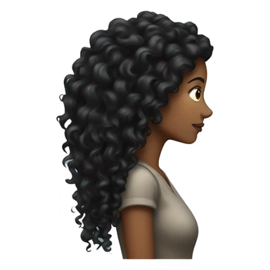A woman with very long thick black curly hair  sticker