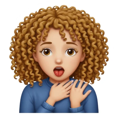 Mixed curly haired girl choking herself with her own hands  sticker
