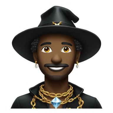 rich black magician, wearing diamond chains sticker
