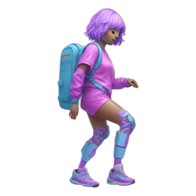 Vaporwave person with prosthetic leg  sticker