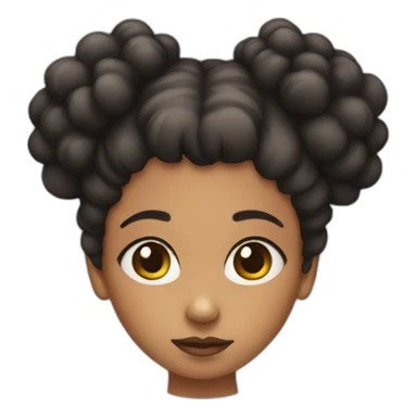 girl with 2 afro puffs and with a frown sticker