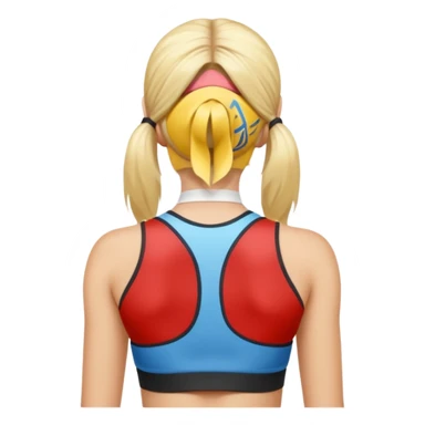 sporty blonde woman cartoon emoji style back view sticker