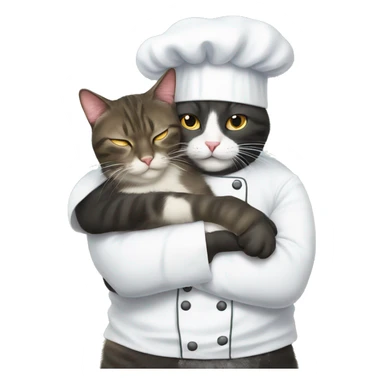 chef cat hugging another cat sticker