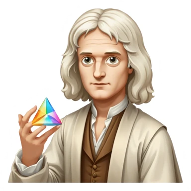 isaac newton with a  prism in his hand sticker