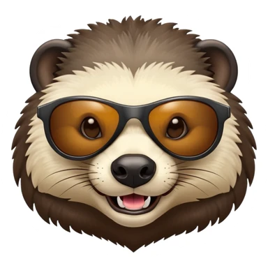 friendly anthropomorphised honey badger head wearing sunglasses, different expression sticker
