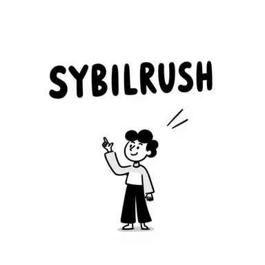 The word "SYBILRUSH" written in bold letters sticker