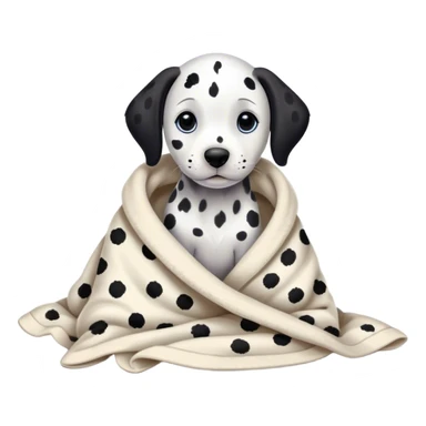 dalmatian puppy cozy in a blanket sticker