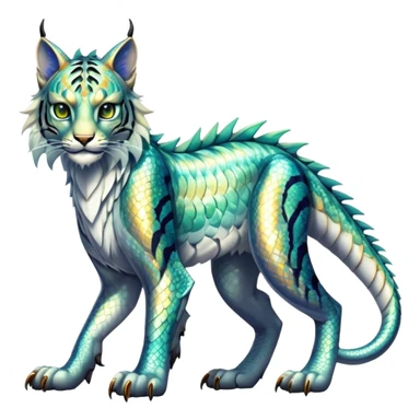Shiny exotic Dragon-Tiger-type Lynx-Bobcat-Fakémon-creature full body sticker