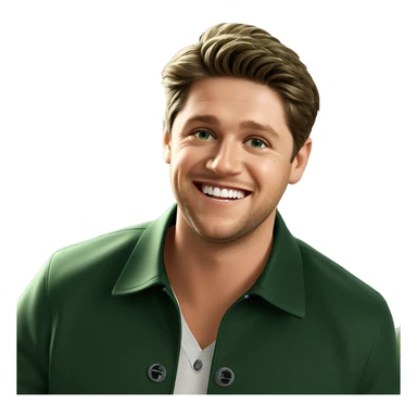 smiling boy in green jacket sticker