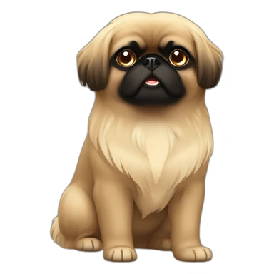 Black face pekingese beige body sticker