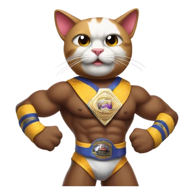 Cat as a wwe wrestler  sticker