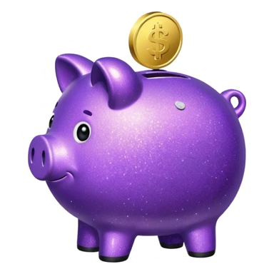 money in a glitter purple piggy bank sticker
