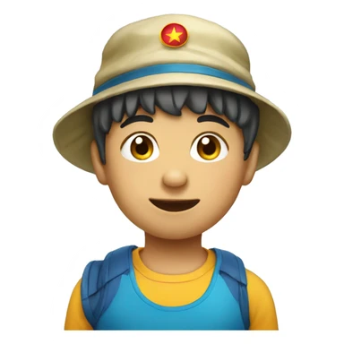 Vietnam boy wearing funny hat and sport costume  sticker