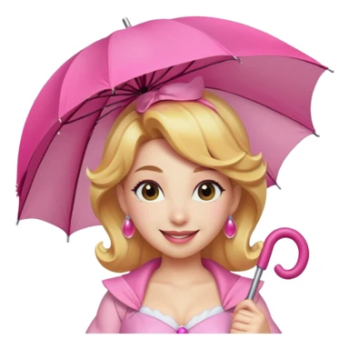 princess peach with a pink umbrella  sticker