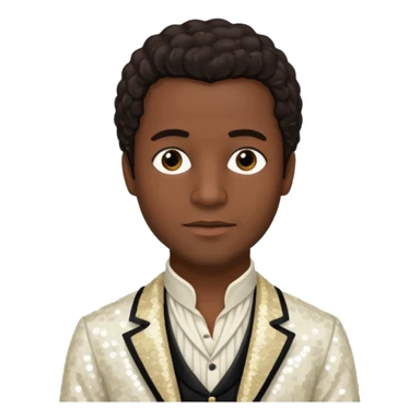 Solomon Northup with dark brown hair, Ivory sequin outfit  sticker