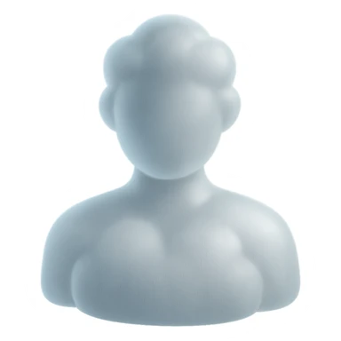 shoulder up, person made of convex white clouds, front view, matte glass style sticker
