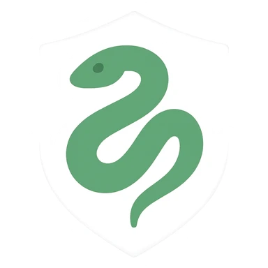 Minimalist Slytherin house icon, serpent, green and silver color scheme sticker