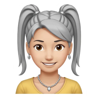 Female with Silver Necklace, grey skin,ponytail hair, different expressions. sticker