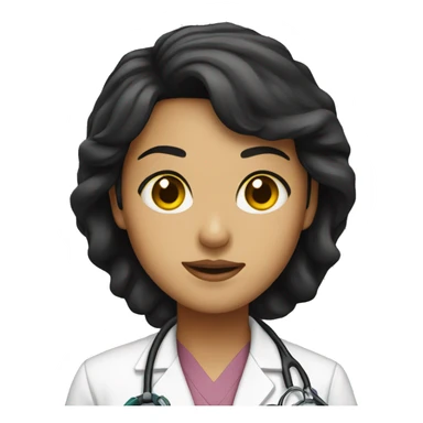 doctor, girl, brown eyes, yellow skin, black hair sticker