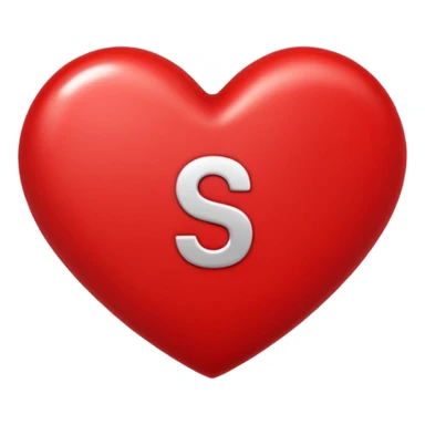 Love heart in red color and center s letter only sticker
