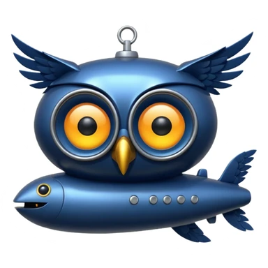make a submarine with an owl head and wings sticker