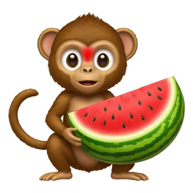 Monkey holding watermelon sticker