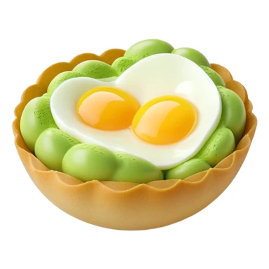 3D rendered matcha green Hong Kong egg puffs (鸡蛋仔) with authentic egg-shaped bubble pattern, vibrant green color, hyper-realistic texture, glossy finish, detailed individual bubbles sticker