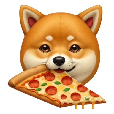 animated shiba inu eating pizza sticker