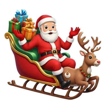 santa in his sleigh with presents sticker