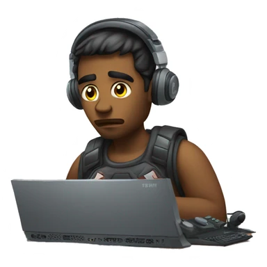sad gamer on behind computer holding control sticker