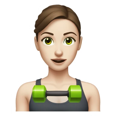 fitness girl with Brown Hair, Green Eyes, Pale Skin an  dumbbels sticker